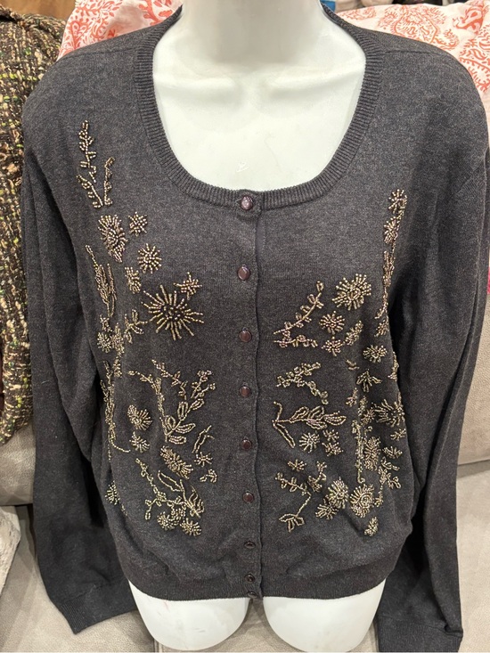 Sundance Sweaters - Sundance Women’s Dark Gray beaded Button-Front Sweater